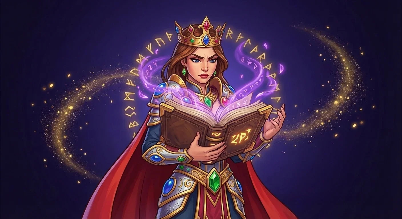 Character with spellbook - reading